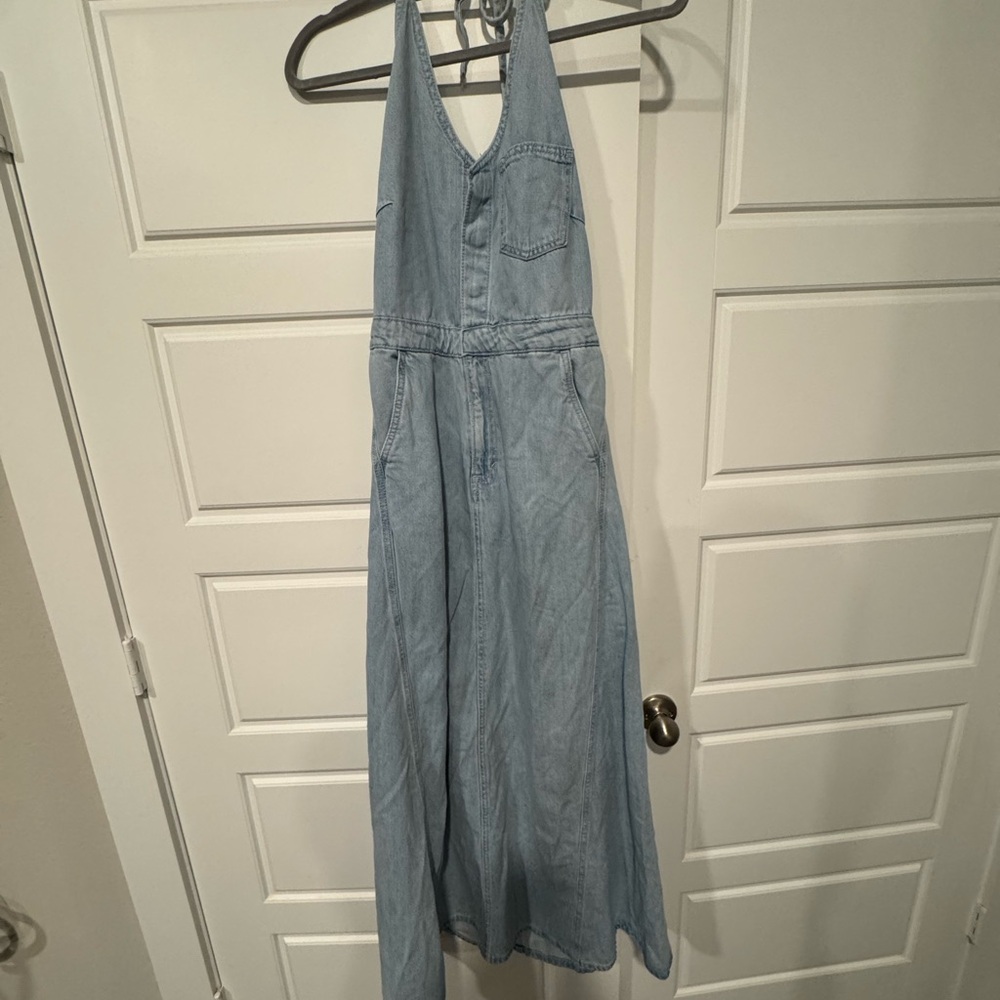 Chic Denim Halter Maxi Dress